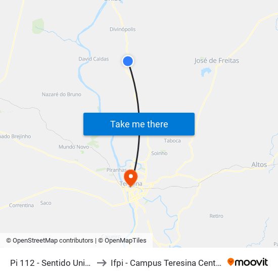 Pi 112 - Sentido União to Ifpi - Campus Teresina Central map