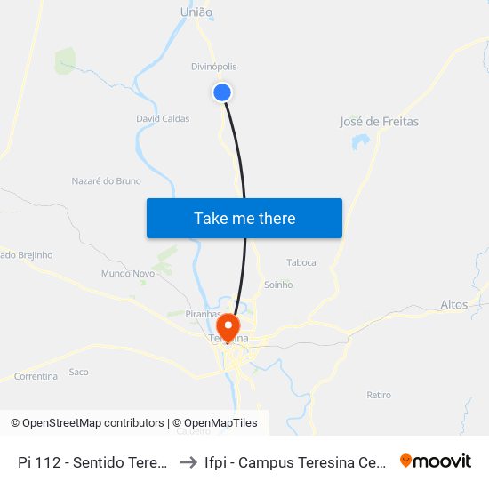 Pi 112 - Sentido Teresina to Ifpi - Campus Teresina Central map