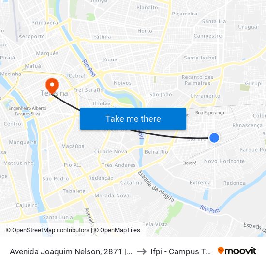 Avenida Joaquim Nelson, 2871 | Americanas / Lojas Pintos to Ifpi - Campus Teresina Central map