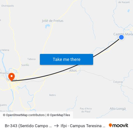 Br-343 (Sentido Campo Maior) to Ifpi - Campus Teresina Central map