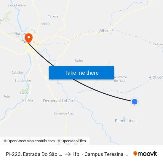 Pi-223, Estrada Do São Pedro to Ifpi - Campus Teresina Central map