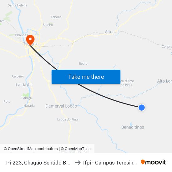 Pi-223, Chagão Sentido Beneditinos to Ifpi - Campus Teresina Central map