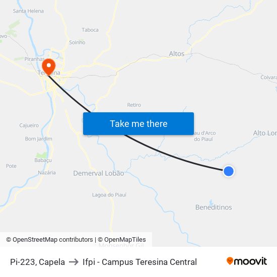 Pi-223, Capela to Ifpi - Campus Teresina Central map