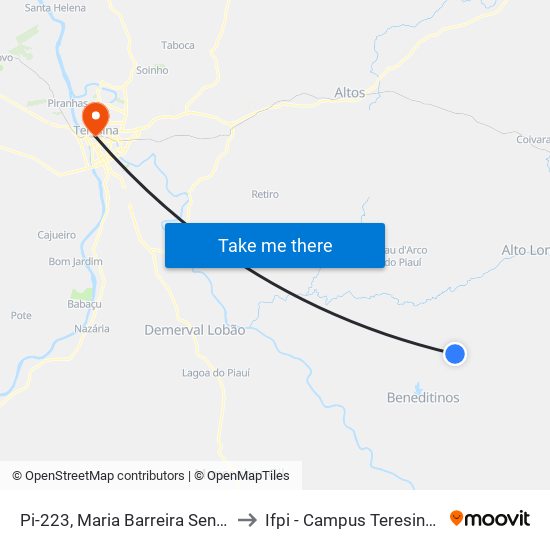 Pi-223, Maria Barreira Sentido Altos to Ifpi - Campus Teresina Central map