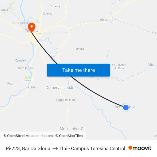 Pi-223, Bar Da Glória to Ifpi - Campus Teresina Central map