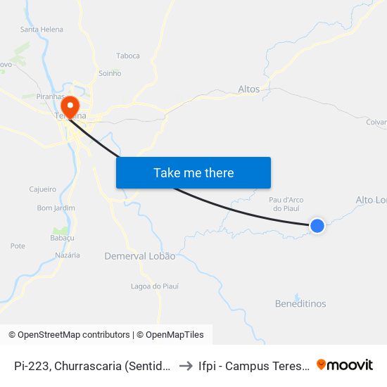 Pi-223, Churrascaria (Sentido Beneditinos) to Ifpi - Campus Teresina Central map