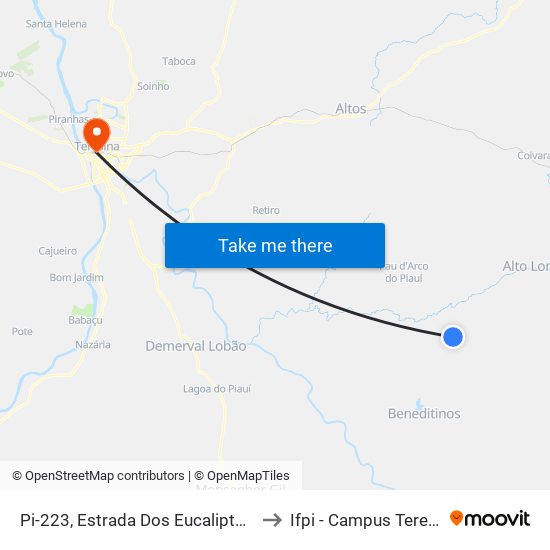 Pi-223, Estrada Dos Eucaliptos (Sentido Altos) to Ifpi - Campus Teresina Central map