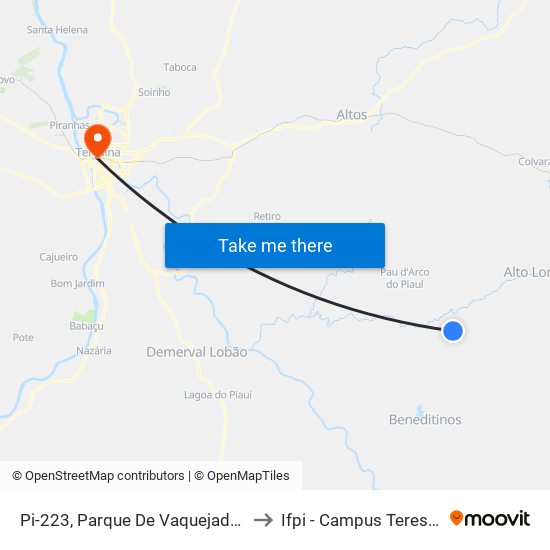 Pi-223, Parque De Vaquejada (Sent. Altos) to Ifpi - Campus Teresina Central map