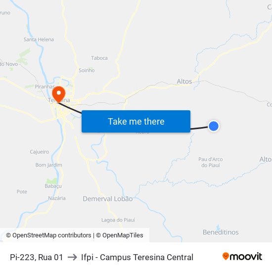 Pi-223, Rua 01 to Ifpi - Campus Teresina Central map