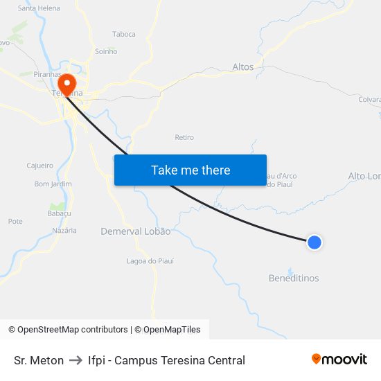 Sr. Meton to Ifpi - Campus Teresina Central map