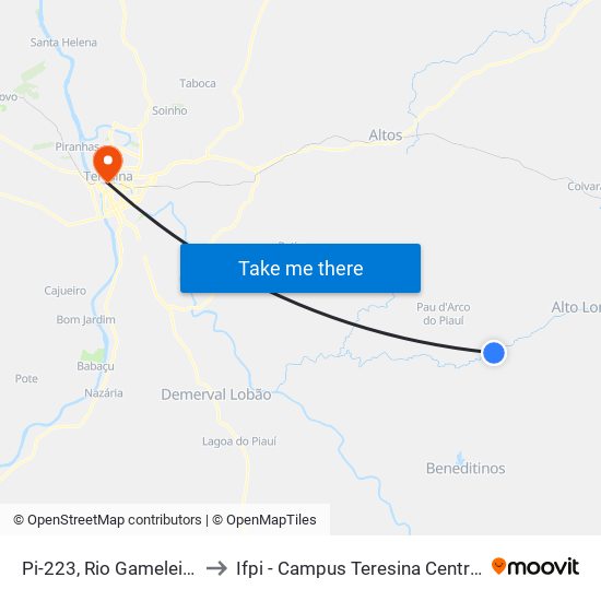 Pi-223, Rio Gameleira to Ifpi - Campus Teresina Central map