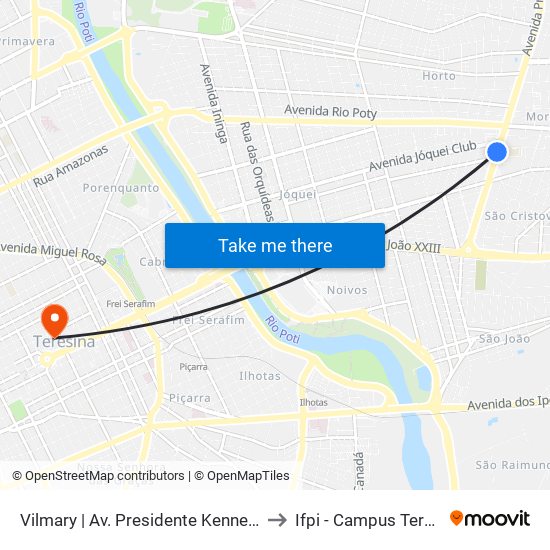 Vilmary | Av. Presidente Kennedy - Sentido Centro to Ifpi - Campus Teresina Central map