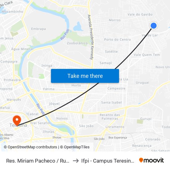 Res. Miriam Pacheco / Rua 42, 197 to Ifpi - Campus Teresina Central map