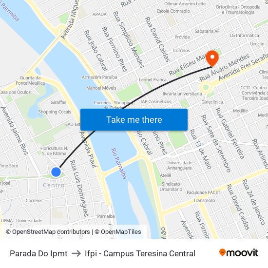 Parada Do Ipmt to Ifpi - Campus Teresina Central map