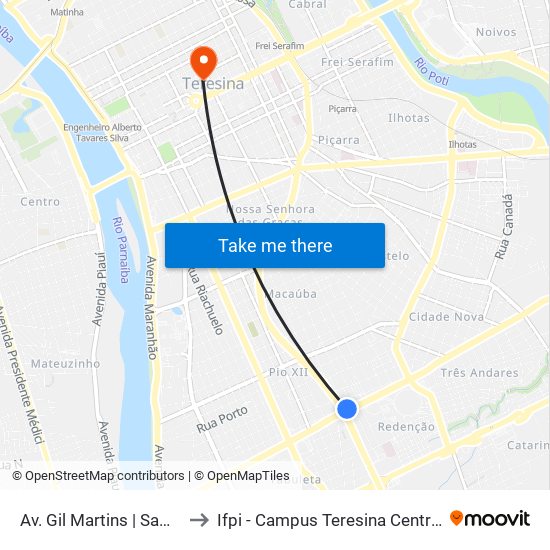 Av. Gil Martins | Samu to Ifpi - Campus Teresina Central map