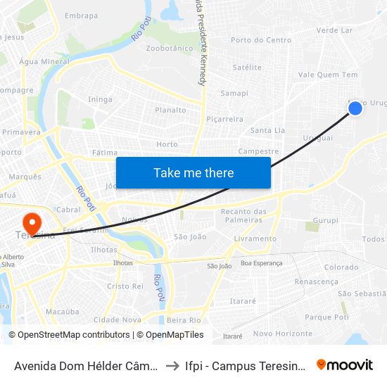 Avenida Dom Hélder Câmara, 3021 to Ifpi - Campus Teresina Central map