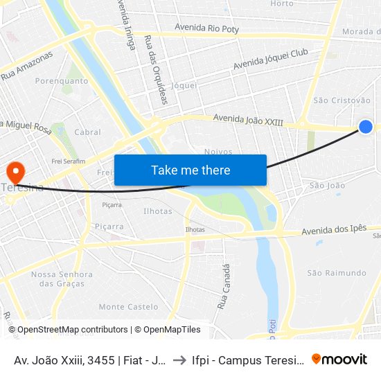 Av. João Xxiii, 3455 | Fiat - Jelta Veículos to Ifpi - Campus Teresina Central map