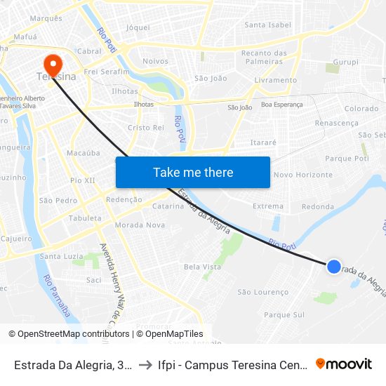 Estrada Da Alegria, 347 to Ifpi - Campus Teresina Central map