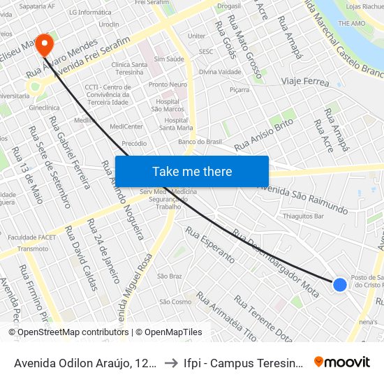 Avenida Odilon Araújo, 1269 | Incra to Ifpi - Campus Teresina Central map