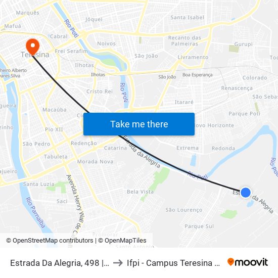 Estrada Da Alegria, 498 | Petrel to Ifpi - Campus Teresina Central map