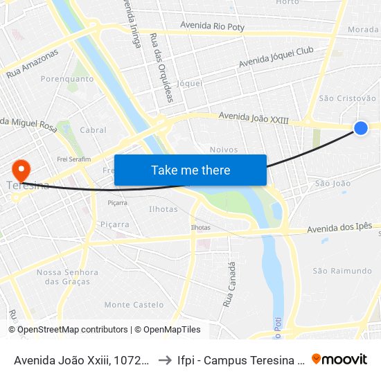Avenida João Xxiii, 10727 | Aabb to Ifpi - Campus Teresina Central map