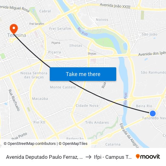 Avenida Deputado Paulo Ferraz, 124| Conj. Tancredo Neves to Ifpi - Campus Teresina Central map