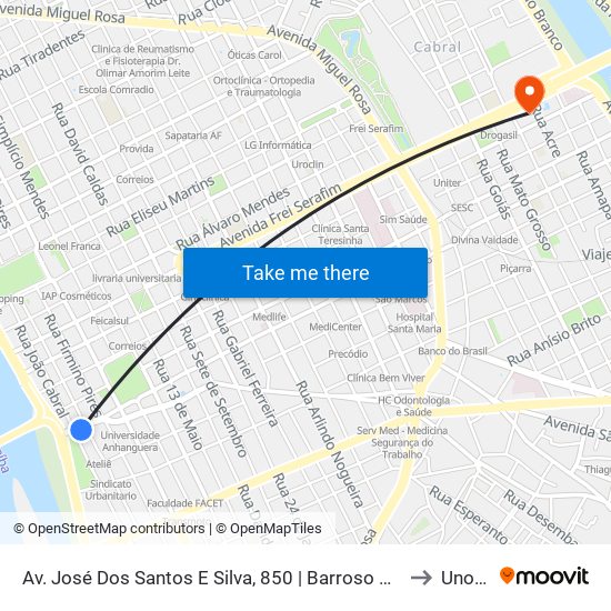 Av. José Dos Santos E Silva, 850 | Barroso Construções to Unopar map