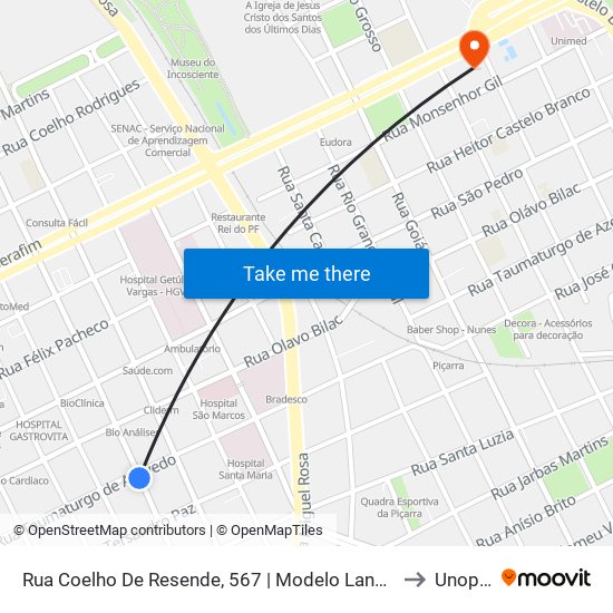 Rua Coelho De Resende, 567 | Modelo Lanches to Unopar map