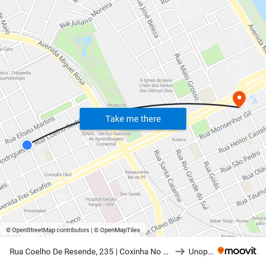 Rua Coelho De Resende, 235 | Coxinha No Cone to Unopar map