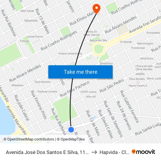 Avenida José Dos Santos E Silva, 1118 | Próximo Ao Colégio Certo to Hapvida - Clinica Eletiva map