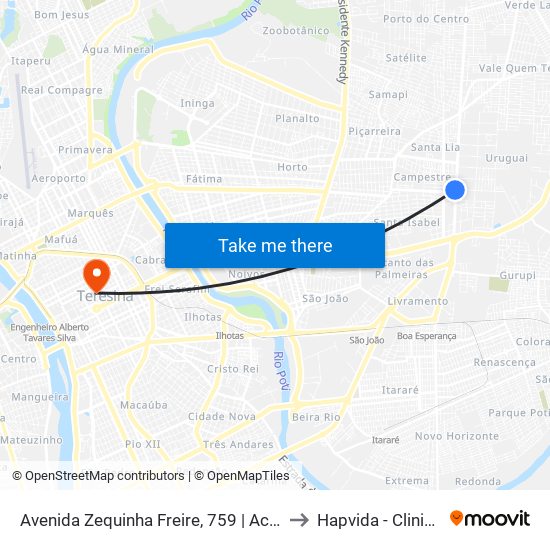 Avenida Zequinha Freire, 759 | Acesso À Novafapi to Hapvida - Clinica Eletiva map