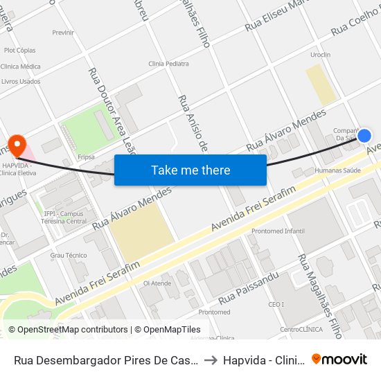 Rua Desembargador Pires De Castro, 40 | Banco Itaú to Hapvida - Clinica Eletiva map
