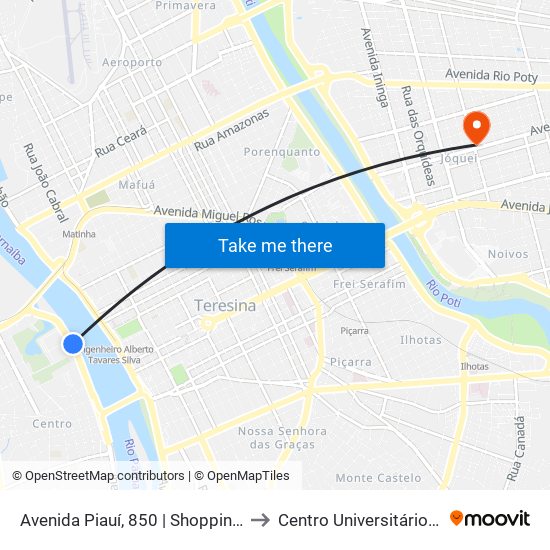Avenida Piauí, 850 | Shopping Cocais / Mix Mateus to Centro Universitário Santo Agostinho map