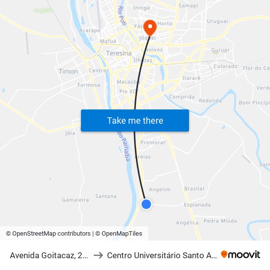 Avenida Goitacaz, 234-850 to Centro Universitário Santo Agostinho map