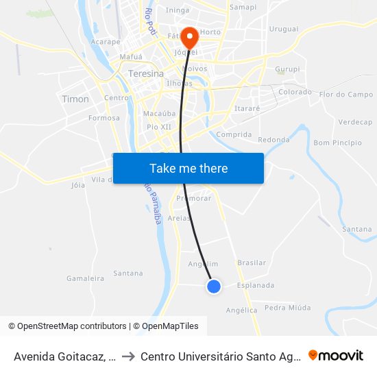 Avenida Goitacaz, 3105 to Centro Universitário Santo Agostinho map