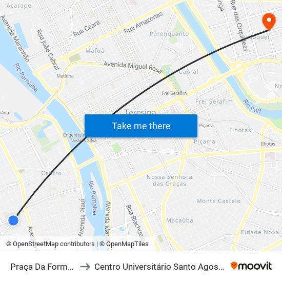 Praça Da Formosa to Centro Universitário Santo Agostinho map