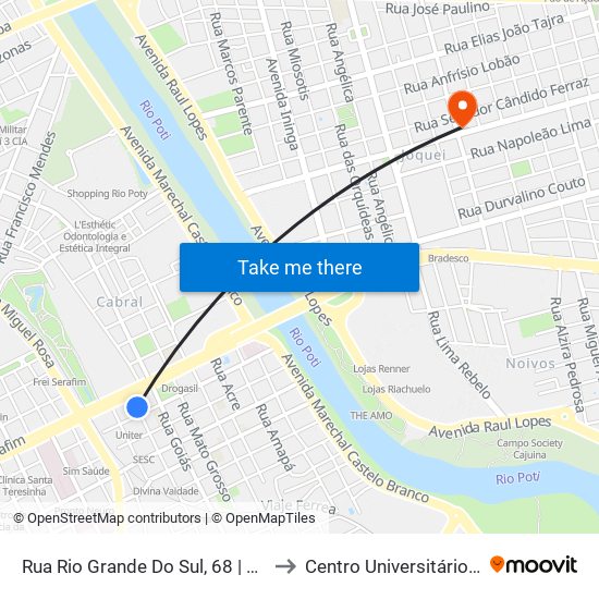 Rua Rio Grande Do Sul, 68 | Rurais E Intermunicipais to Centro Universitário Santo Agostinho map
