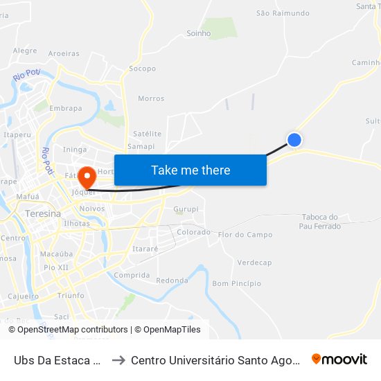 Ubs Da Estaca Zero to Centro Universitário Santo Agostinho map