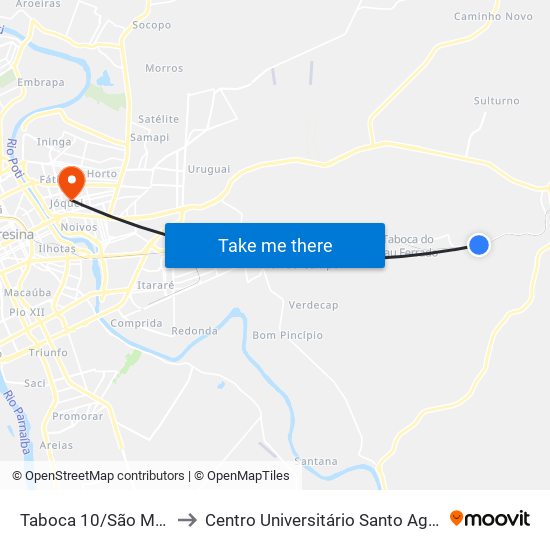 Taboca 10/São Mateus to Centro Universitário Santo Agostinho map