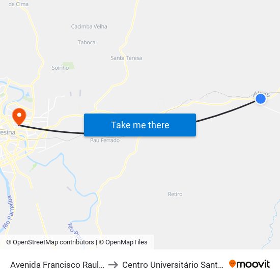 Avenida Francisco Raulino", 1675a to Centro Universitário Santo Agostinho map
