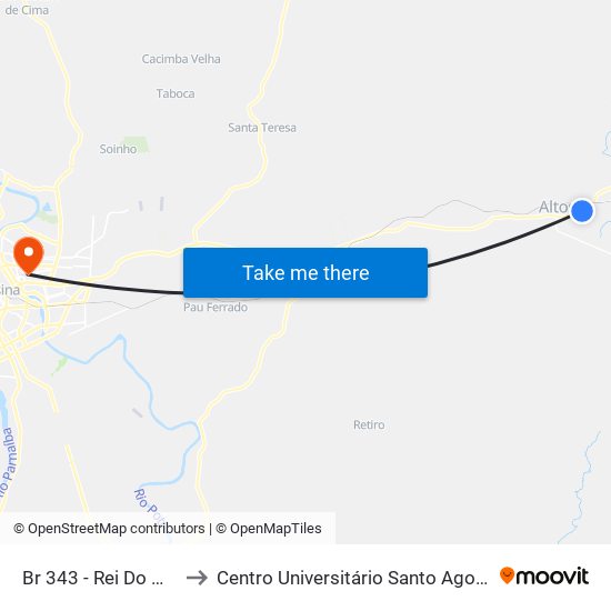 Br 343 - Rei Do Mixto to Centro Universitário Santo Agostinho map