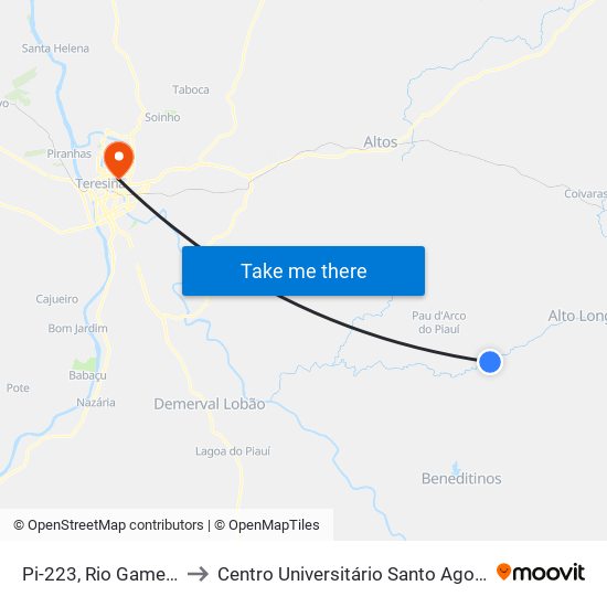 Pi-223, Rio Gameleira to Centro Universitário Santo Agostinho map