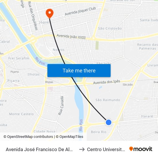 Avenida José Francisco De Almeida Neto, 2116 | Assaí Atacadista to Centro Universitário Santo Agostinho map