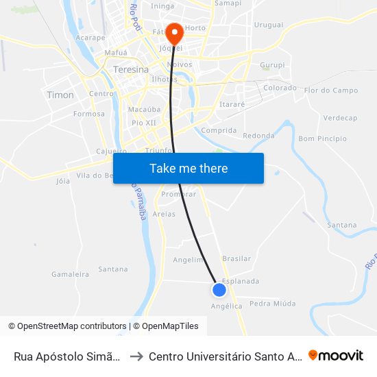 Rua Apóstolo Simão, 4178 to Centro Universitário Santo Agostinho map