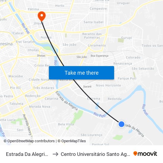 Estrada Da Alegria, 347 to Centro Universitário Santo Agostinho map