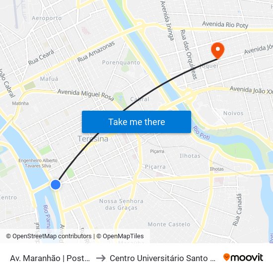 Av. Maranhão | Posto Hd 10 to Centro Universitário Santo Agostinho map