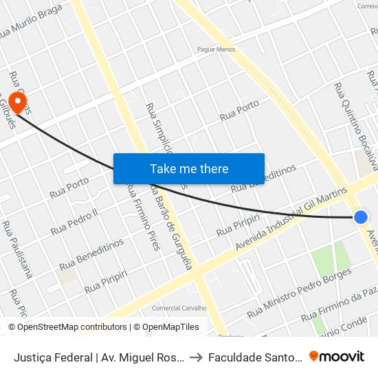 Justiça Federal | Av. Miguel Rosa - Sentido Centro to Faculdade Santo Agostinho map