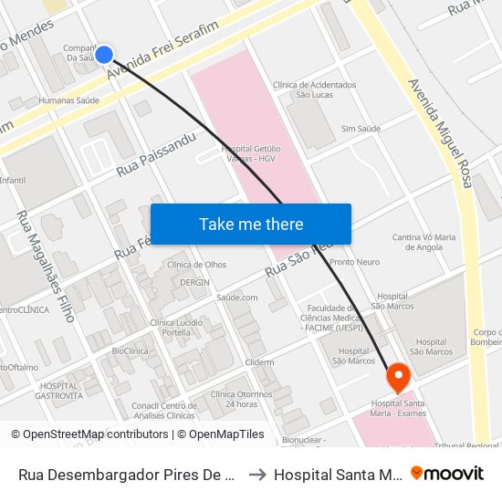 Rua Desembargador Pires De Castro, 40 | Banco Itaú to Hospital Santa Maria - Exames map