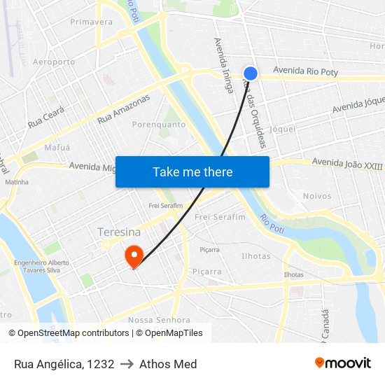 Rua Angélica, 1232 to Athos Med map