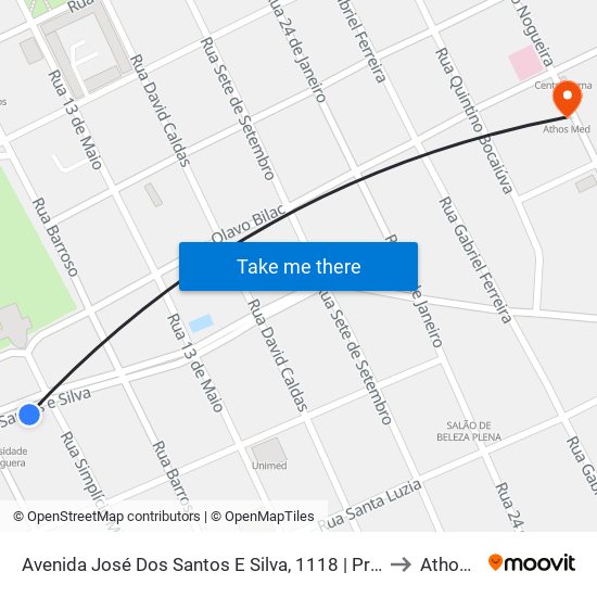 Avenida José Dos Santos E Silva, 1118 | Próximo Ao Colégio Certo to Athos Med map